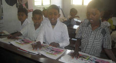 Children singing in class at Brahmaputra